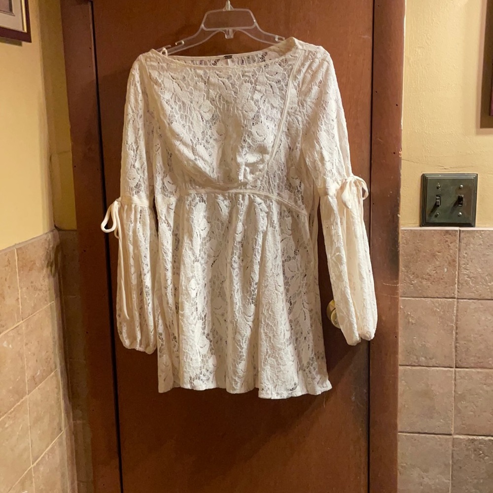 Free People Beige Lace Tunic Sz XS